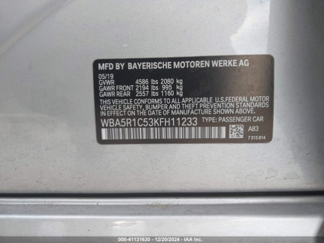 Photo 8 VIN: WBA5R1C53KFH11233 - BMW 330I 