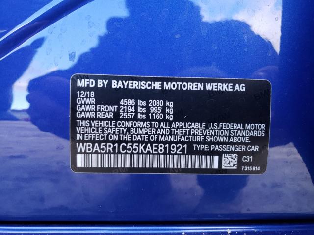 Photo 9 VIN: WBA5R1C55KAE81921 - BMW 330I 