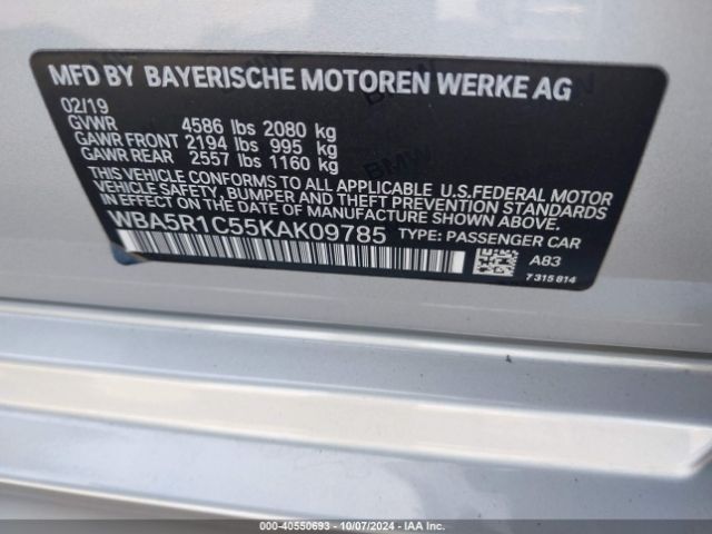 Photo 8 VIN: WBA5R1C55KAK09785 - BMW 330I 