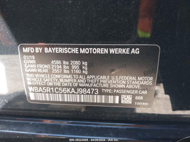 Photo 8 VIN: WBA5R1C56KAJ98473 - BMW 330I 