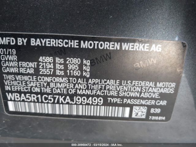 Photo 8 VIN: WBA5R1C57KAJ99499 - BMW 330I 