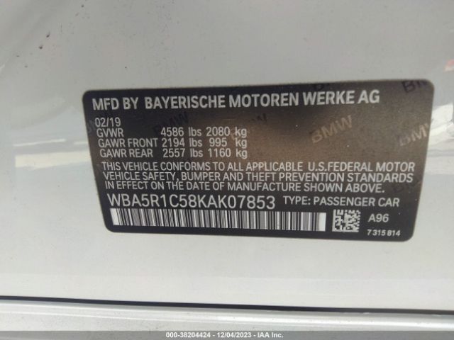 Photo 8 VIN: WBA5R1C58KAK07853 - BMW 330I 