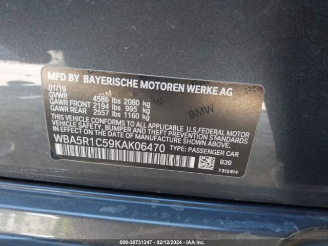 Photo 8 VIN: WBA5R1C59KAK06470 - BMW 330I 