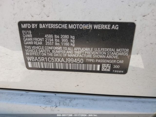 Photo 8 VIN: WBA5R1C5XKAJ99450 - BMW 330I 