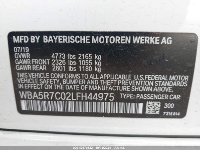 Photo 8 VIN: WBA5R7C02LFH44975 - BMW 330I 