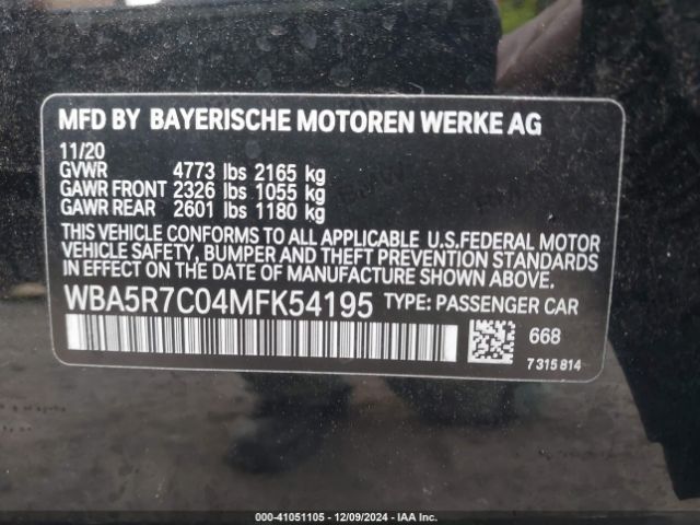 Photo 8 VIN: WBA5R7C04MFK54195 - BMW 330I 