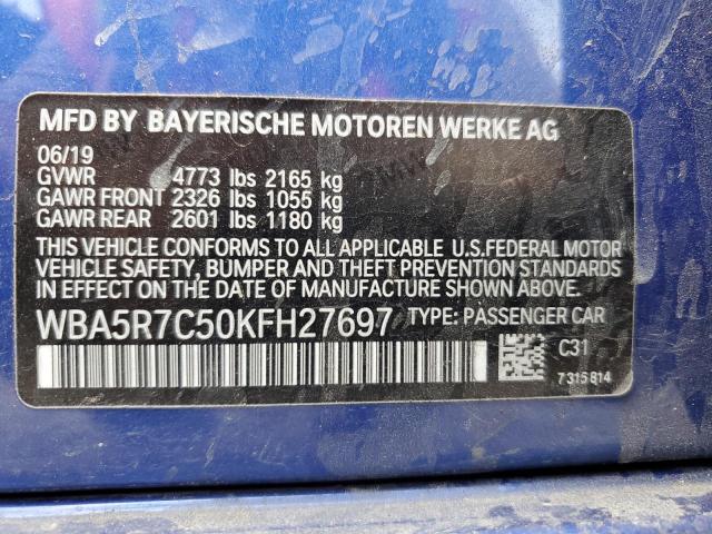 Photo 11 VIN: WBA5R7C50KFH27697 - BMW 3 SERIES 