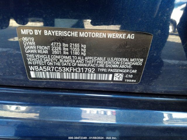 Photo 8 VIN: WBA5R7C53KFH31792 - BMW 330I 