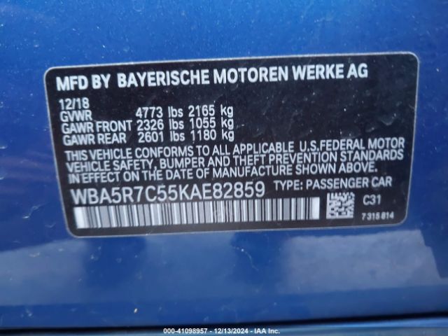 Photo 8 VIN: WBA5R7C55KAE82859 - BMW 330I 