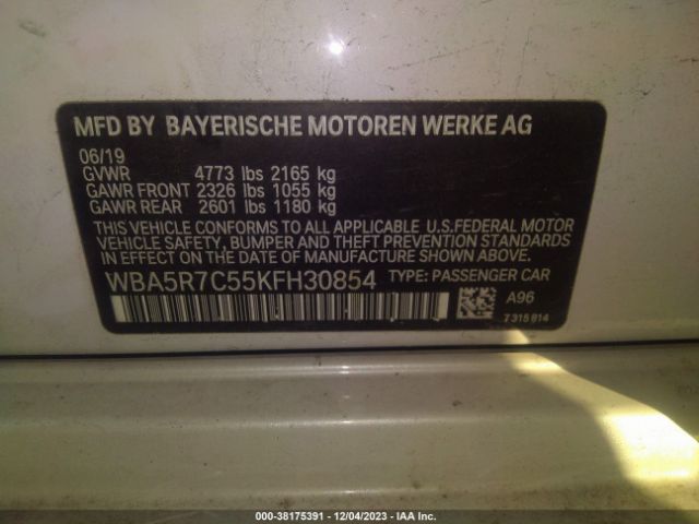 Photo 8 VIN: WBA5R7C55KFH30854 - BMW 330I 