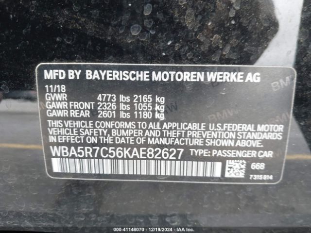 Photo 8 VIN: WBA5R7C56KAE82627 - BMW 330I 