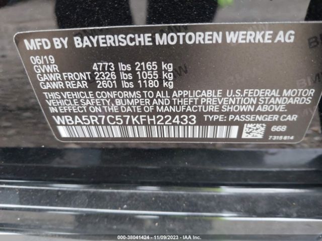 Photo 8 VIN: WBA5R7C57KFH22433 - BMW 330I 