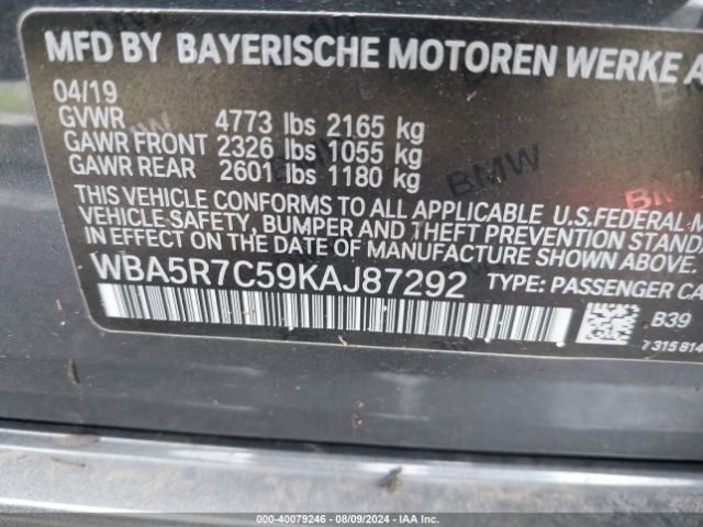 Photo 8 VIN: WBA5R7C59KAJ87292 - BMW 330I 