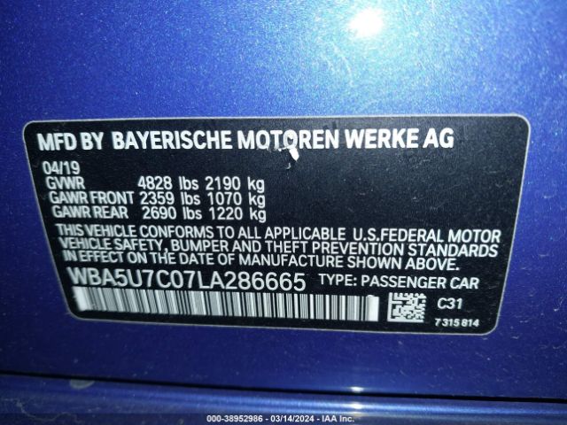 Photo 8 VIN: WBA5U7C07LA286665 - BMW 3 SERIES 