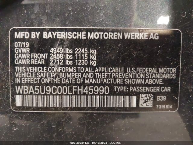 Photo 8 VIN: WBA5U9C00LFH45990 - BMW 3 SERIES 