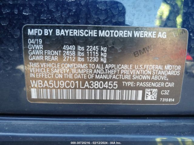 Photo 8 VIN: WBA5U9C01LA380455 - BMW 3 SERIES 