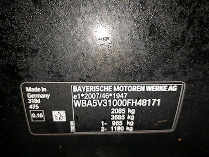 Photo 10 VIN: WBA5V31000FH48171 - BMW 3-SERIE 