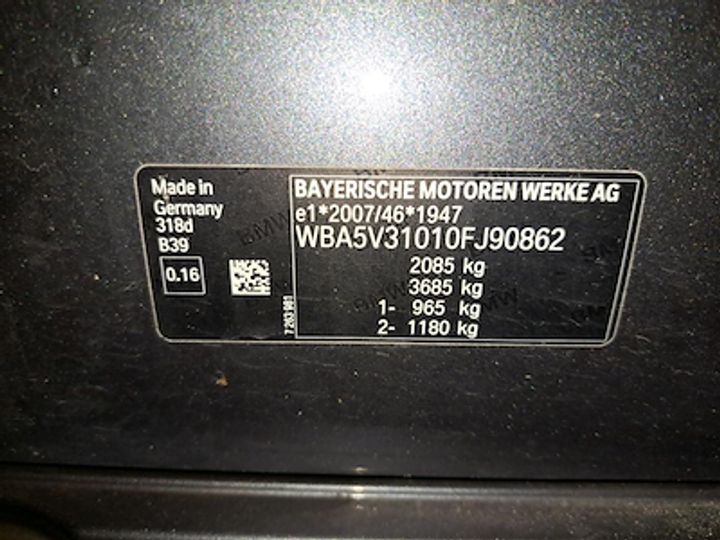 Photo 10 VIN: WBA5V31010FJ90862 - BMW 3-SERIE 