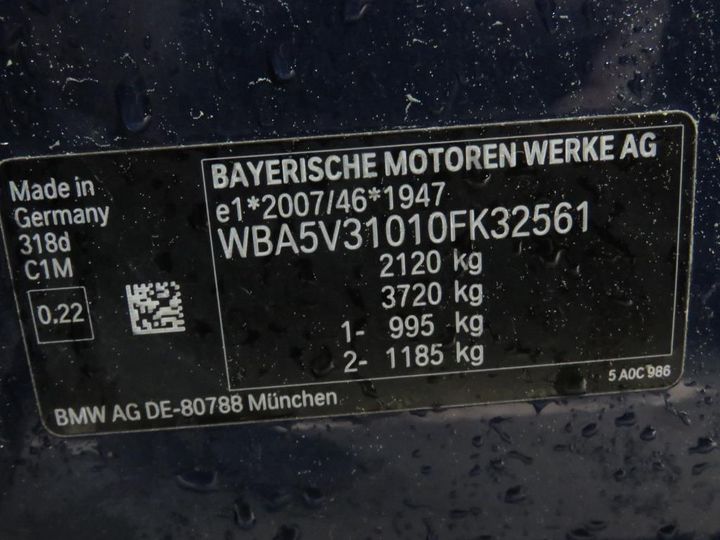 Photo 13 VIN: WBA5V31010FK32561 - BMW 318D 