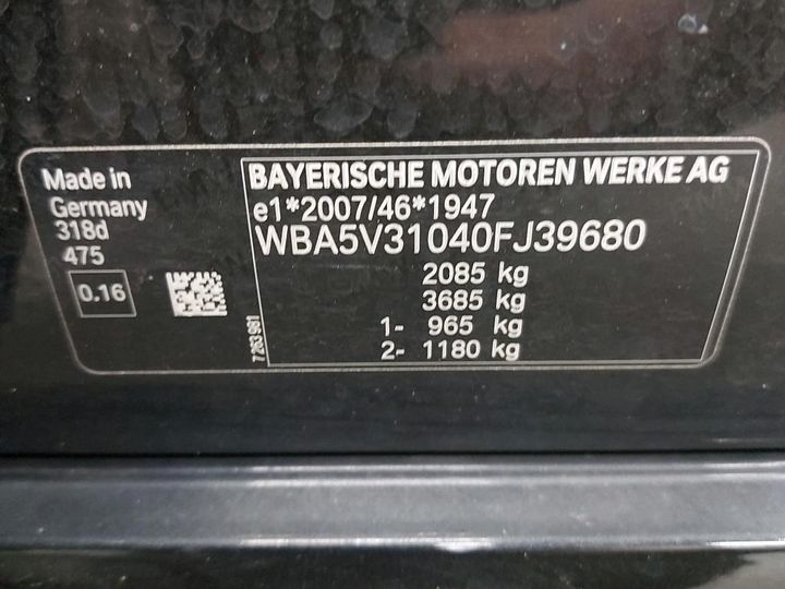 Photo 5 VIN: WBA5V31040FJ39680 - BMW 3 BERLINE 