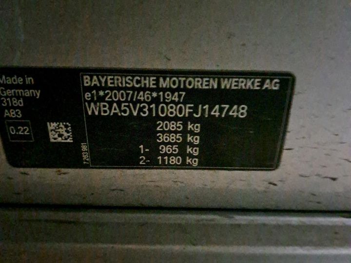 Photo 7 VIN: WBA5V31080FJ14748 - BMW SERIE 3 