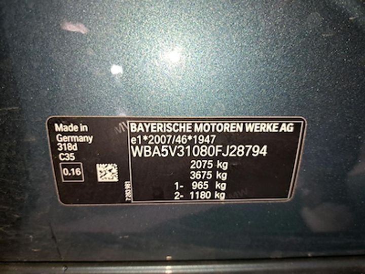 Photo 10 VIN: WBA5V31080FJ28794 - BMW 3-SERIE 