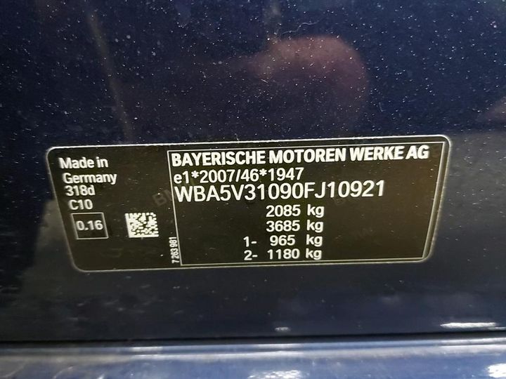 Photo 5 VIN: WBA5V31090FJ10921 - BMW 3 BERLINE 