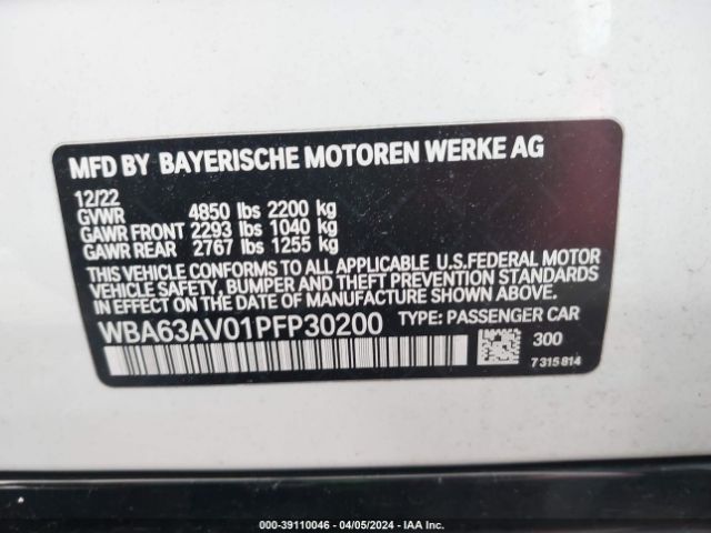 Photo 8 VIN: WBA63AV01PFP30200 - BMW 430I 