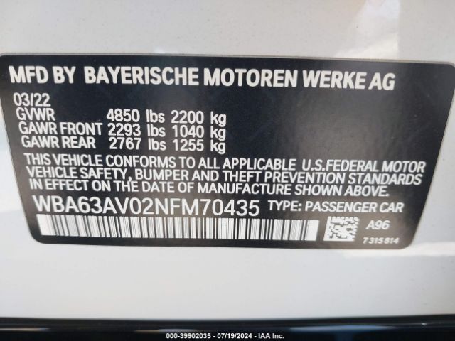 Photo 8 VIN: WBA63AV02NFM70435 - BMW 430I 