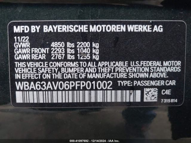 Photo 8 VIN: WBA63AV06PFP01002 - BMW 430I 