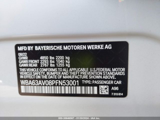 Photo 8 VIN: WBA63AV08PFN53001 - BMW 430I GRAN COUPE 