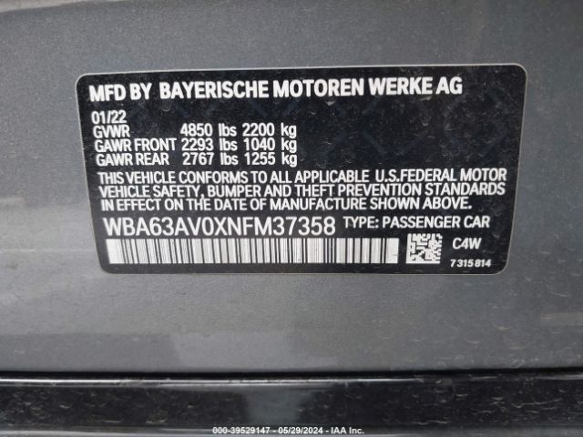 Photo 8 VIN: WBA63AV0XNFM37358 - BMW 430I 