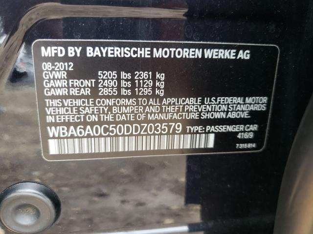 Photo 9 VIN: WBA6A0C50DDZ03579 - BMW 640 I 