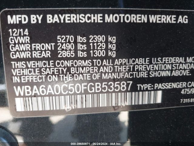 Photo 8 VIN: WBA6A0C50FGB53587 - BMW 640I 