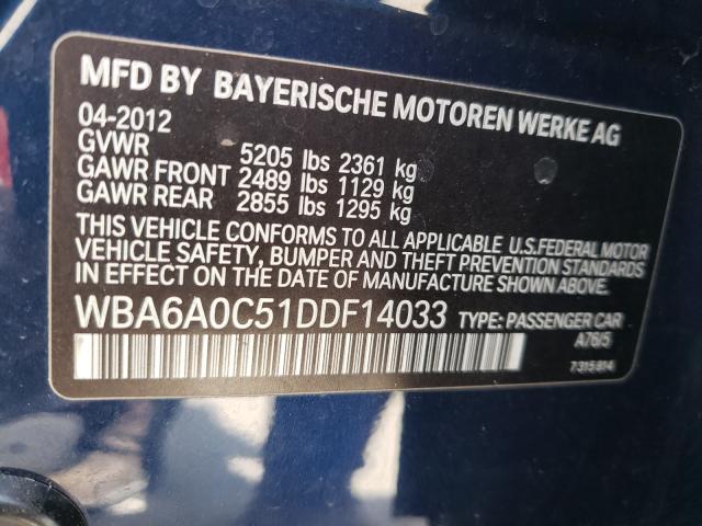 Photo 9 VIN: WBA6A0C51DDF14033 - BMW 640 I 