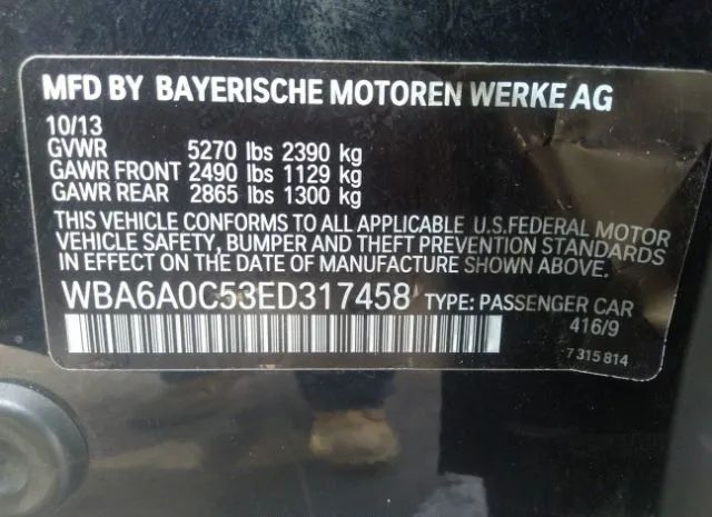 Photo 8 VIN: WBA6A0C53ED317458 - BMW 6 SERIES 