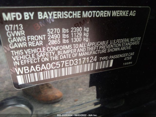 Photo 8 VIN: WBA6A0C57ED317124 - BMW 6 SERIES 