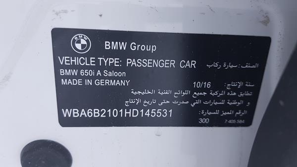 Photo 2 VIN: WBA6B2101FD145531 - BMW 650 I 