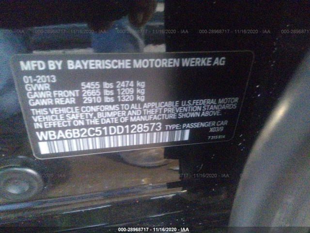 Photo 8 VIN: WBA6B2C51DD128573 - BMW 6 SERIES 