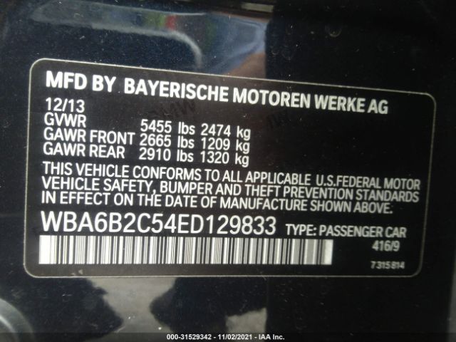 Photo 8 VIN: WBA6B2C54ED129833 - BMW 6 