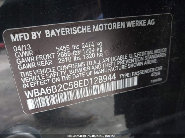 Photo 8 VIN: WBA6B2C58ED128944 - BMW 650 