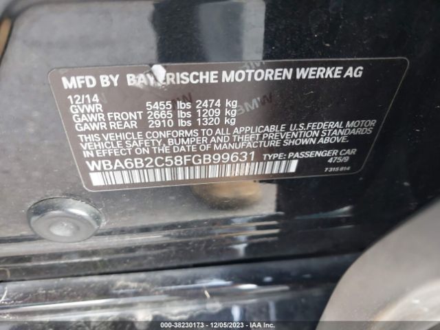 Photo 8 VIN: WBA6B2C58FGB99631 - BMW 6 SERIES 