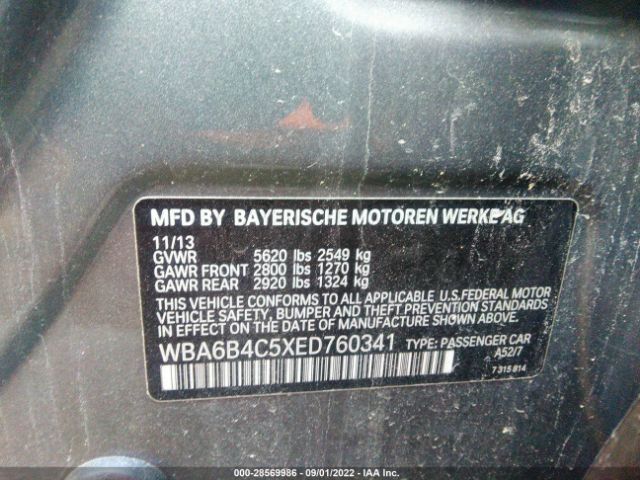 Photo 8 VIN: WBA6B4C5XED760341 - BMW 6 SERIES 