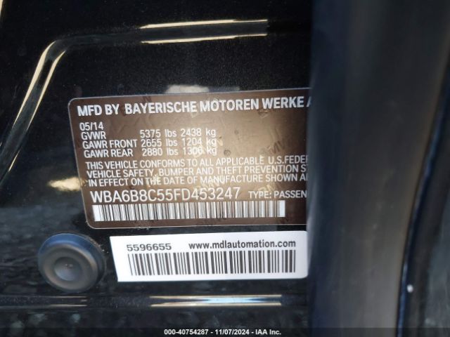 Photo 8 VIN: WBA6B8C55FD453247 - BMW 640I 