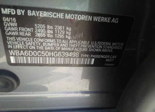 Photo 8 VIN: WBA6D0C50HG639498 - BMW 6ER 