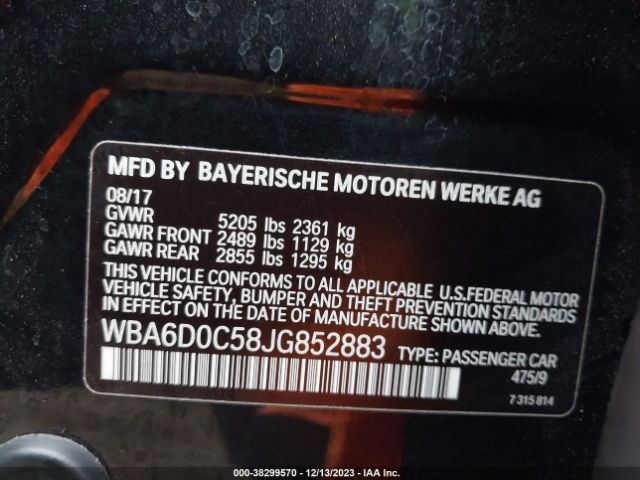 Photo 8 VIN: WBA6D0C58JG852883 - BMW 640 