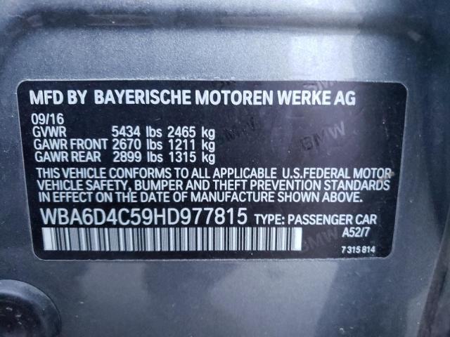 Photo 11 VIN: WBA6D4C59HD977815 - BMW 650 I GRAN 