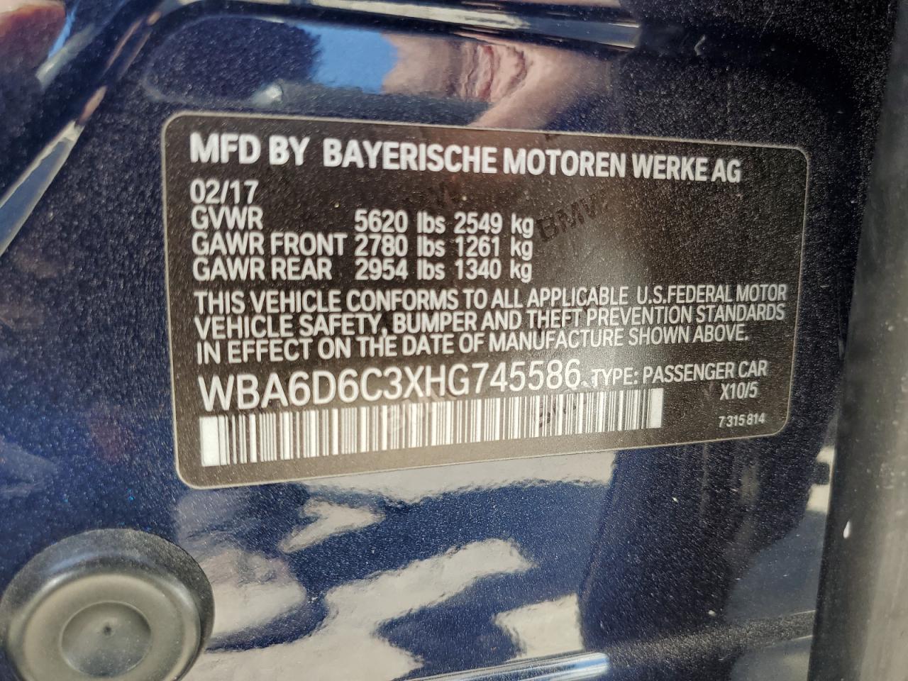 Photo 11 VIN: WBA6D6C3XHG745586 - BMW 6ER 