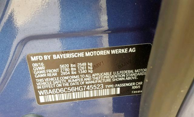 Photo 9 VIN: WBA6D6C56HG745523 - BMW 650 