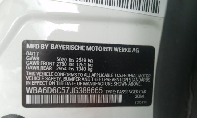 Photo 9 VIN: WBA6D6C57JG388665 - BMW 650 